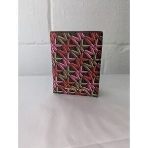 Michael Kors Bedford Travel Passport Wallet Brown multicolor MK Pink Red New